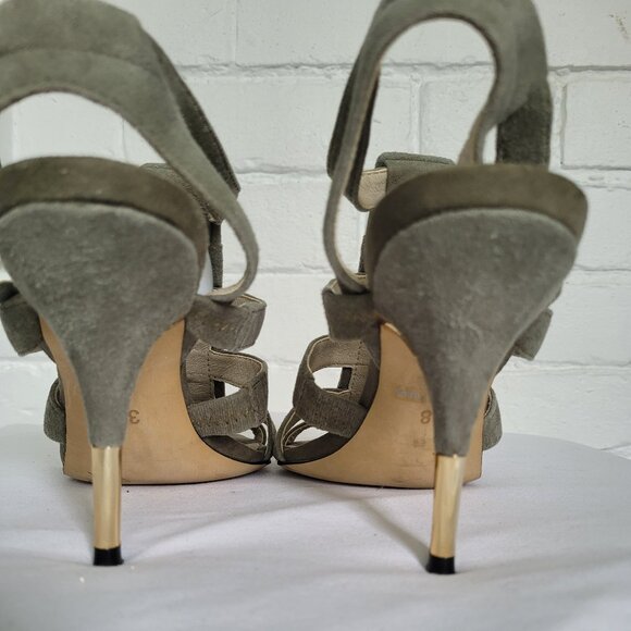 Y2K Miss Sixty Suede and Sequin High Heel Shoes Olive Green Size EU 38 - Picture 4 of 10